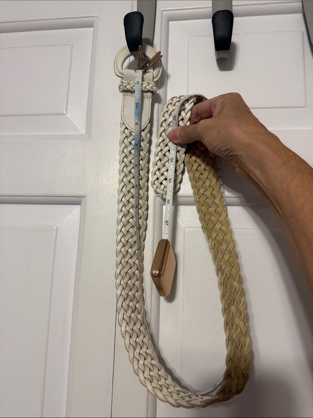 White Genuine Leather Braided Belt